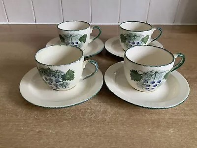 Buy Poole Handpainted Pottery Vineyard Grapes - 4 X Cups And Saucers • 32£