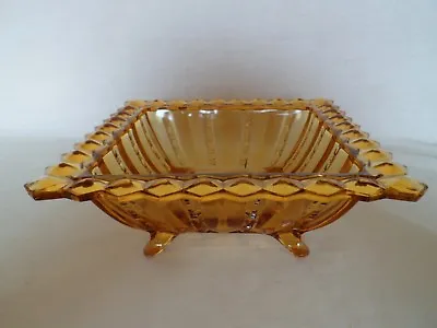 Buy Art Deco Amber Glass Square 'Fortuna' Bowl By Brockwitz • 14.99£