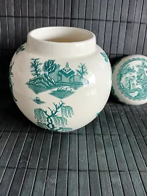Buy Masons Ironstone Ginger Jar Made In England Green Willow Pattern  • 19£