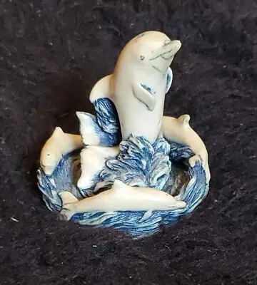 Buy Ceramic 2 Pieces Dolphin Avory And Blue Sea Theme Collectable Figurine Ornament • 18£