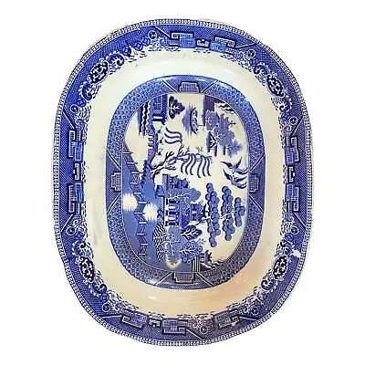 Buy Willow Pattern Large Stone Ware Blue And White Charger Platter Serving Dish • 95£