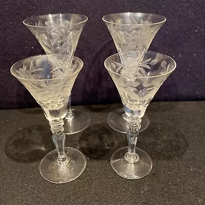 Buy Four Unique Cut Glass Victorian Wine Glasses Two Different Sizes • 19.99£