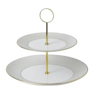 Buy Wedgwood Gio Gold 2 Tier Cake Stand 1055616 • 109£