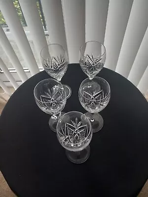 Buy 5 Royal Doulton Juliette Lead Crystal Wine Glasses 6.3/4  Signed • 49.99£
