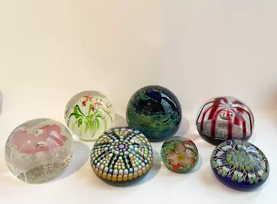 Buy 7 X Vintage Glass Paperweights, Various Sizes/colours • 25£