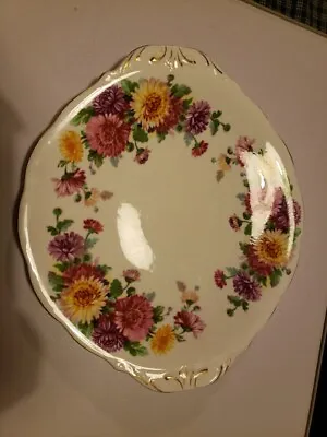 Buy Vintage Queen Anne Autumn Glory Fine Bone China Handled Plate Floral Gold Trim • 9.99£