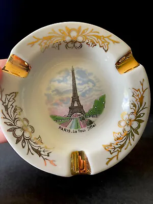 Buy Limoges France 4 Inch Paris Ashtray Eiffel Tower White Gold Floral • 14.17£