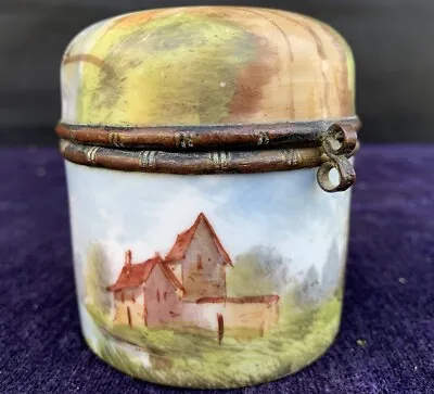 Buy Antique 19th Century French OLD PARIS Hand Painted Porcelain Power Puff Pot 1830 • 19.99£