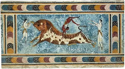 Buy Bull-Leaping Real Fresco 1450-1400 BC Painting Hand-Painted On Plaster Knossos • 246.57£