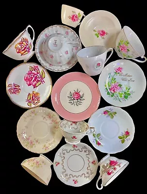 Buy 8 Vintage Sets China Tea Cups & Saucers Mothers Day Pink Roses Rosina Bavaria + • 68.12£