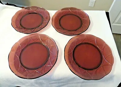 Buy 4 Newport Hairpin Depression Glass Amethyst Purple 8 3/4  Plates Lunch Dinner • 37£
