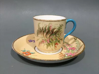 Buy Antique Staffordshire Bone China Coffee Cup & Saucer Hand Decorated • 39.95£