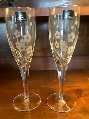 Buy Royal Doulton Chelsea Champagne Flute Glasses X 2 NEW • 30£