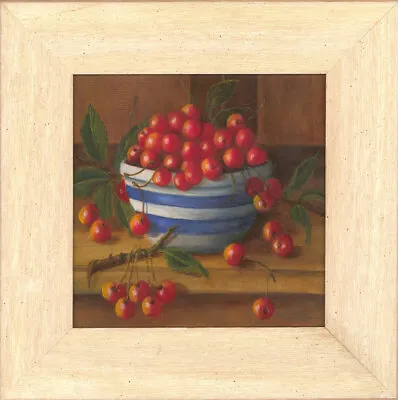 Buy Patricia Newman - Contemporary Oil, Cherries In Cornishware Bowl • 126£
