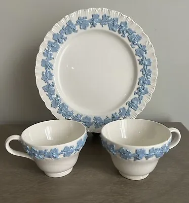 Buy *Wedgwood Queensware Blue Lavender On Cream Salad Plate And 2 Tea Cups • 24£