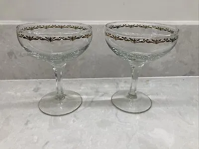 Buy Pair Vintage Hexagon Stem Champagne Cocktail Coupe Glasses • 23£