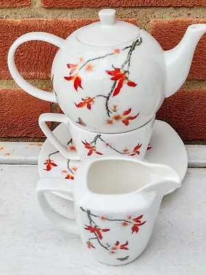 Buy Teaset For One, Dynasty Fine Bone China, Teapot, Cup, Plate, Jug, Floral, VGC  • 19.99£