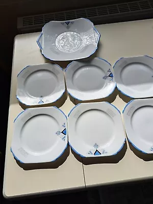 Buy Shelley China Art Deco Tea Plates And Cake Plate • 25£