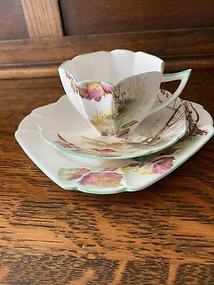 Buy Vintage Shelley Bone China Queen Anne Shape Autumn Leaves Trio Cup Saucer Plate • 49.99£