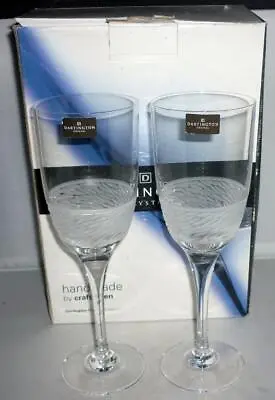 Buy 2 Tall Vintage Retro Dartington Crystal Glass Braid Wine Glasses Boxed • 22.99£