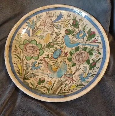 Buy Antique Iznik Armenian Poly-chrome Glazed Pottery Tile Plate Birds Flowers 12   • 257.11£