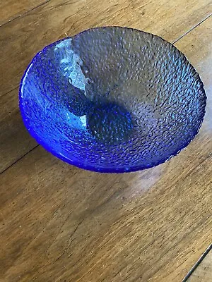 Buy Vintage Blue Round Glass Bowl With Frosted Sides Diameter 25 Cms • 8£