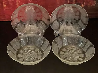 Buy 4 Vintage Clear Pressed Glass Rice Bowl Textured Flower Design Indonesia 7.25  • 24.66£