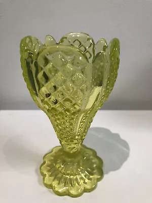 Buy Stunning XRare Victorian Vaseline Uranium Glass Vase 1880s Henry Greener Excell • 60£