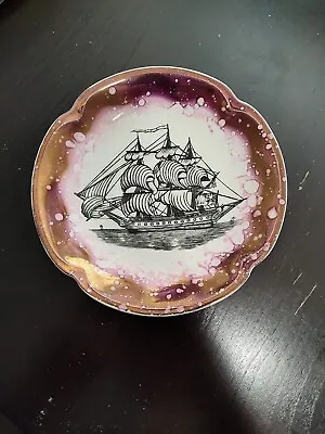 Buy Grays Pottery 5.75 Pink Luster Sailing Ship Boat Transfer  Plate 1939-53 England • 11.51£