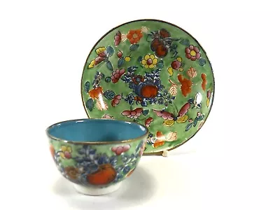 Buy Antique Clobbered Worcester Tea Bowl & Saucer Dated Circa 1780 Ref 700 • 4.21£