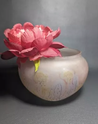Buy Vintage Art Glass Rose Bowl Glass Vase, Reuben 1960s Hand Painted Irredescent  • 13.99£