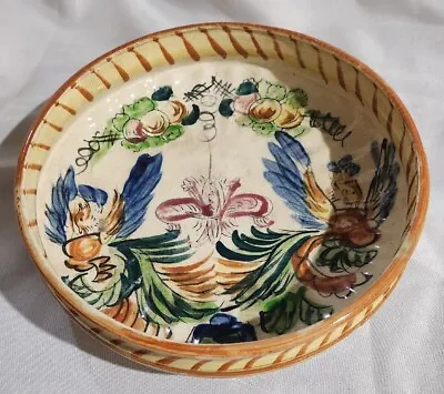 Buy Vintage Pottery Footed Shallow Bowl Floral Birds 9.5” Diameter • 11.38£