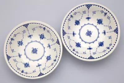 Buy 2 Denmark Blue Cereal Bowls With Fluted Rims - By Furnivals • 18£