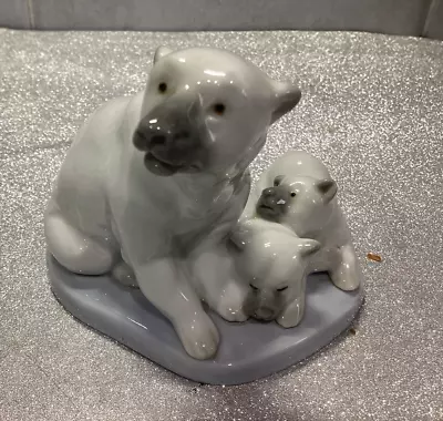 Buy Lladro  POLAR BEAR Two Cubs Figurine 5434 Cub Family • 30£