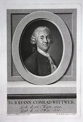 Buy Circa 1760 Johann Conrad Wittwer Nuremberg Doctor Obstetrician Engraving Portrait • 45.42£