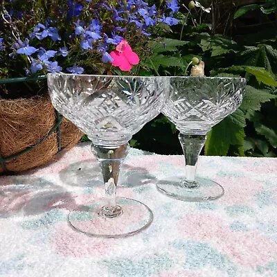 Buy Pair Of Vintage Edinburgh Cut Crystal Heavy Comport Dessert Champagne Glasses. • 49£