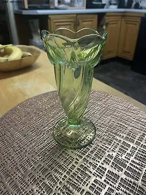 Buy Green Pressed Glass “Tulip” Vase  • 20£