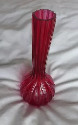 Buy Vintage Cranberry Glass Small Fluted Vase • 10£