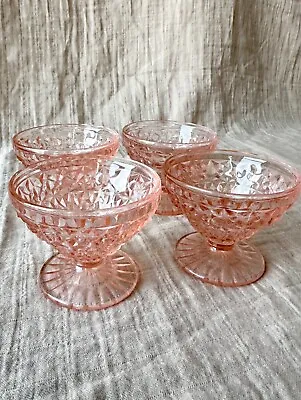 Buy Vintage Pink Sherbet Depression Glass Buttons And Bows Pattern Jeanette Glass Co • 36.05£