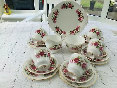 Buy Queen Anne Vintage Afternoon Bone China 18 Piece Pink Roses Tea Set 8644 • 40£