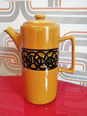 Buy Vintage Retro Mid-Century Brixham Pottery Coffee Pot Mustard & Black • 8.99£