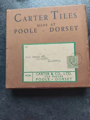 Buy Poole Pottery 1930's Carter Tiles Sample Box. Postmarked 1935 • 0.99£