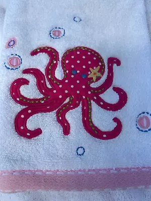 Buy Pottery Barn Kids Pink Octopus Ocean Theme Cotton White Bath Hand Towel NWT! • 13.47£