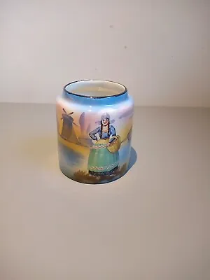Buy Vintage Scottish Ceramic Pottery Jar  With Girl & Windmill Design , Blue • 9.99£