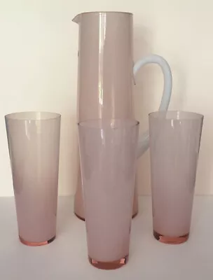 Buy Vintage M.b. Boussu Belgium Mcm Modern Art Glass Water Pitcher And Tumbler Set • 80.60£
