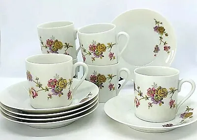 Buy Vintage Cups & Saucers X 6 - LIMOGES 1960s Tea Coffee French Bone China Floral • 33.60£