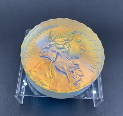 Buy ROBIN LEHMAN Mozart Art Glass Paperweight Round Iridescent Coin Classical Music • 56.58£