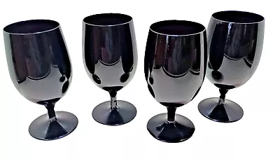 Buy Black Amethyst Glass Goblets Mikasa? ~ Vintage 10 Oz ~ 6  Tall ~ FOUR • 23.62£