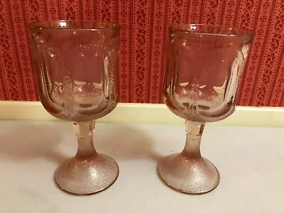 Buy 2 Depression Ware PINK Water Goblets 6.75  Heavy Pre-Owned • 17.97£