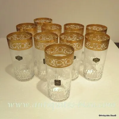 Buy 1 Highball 14cm  Crystal Saint Louis Thistle Gold Model Stamped Perfect • 237.54£